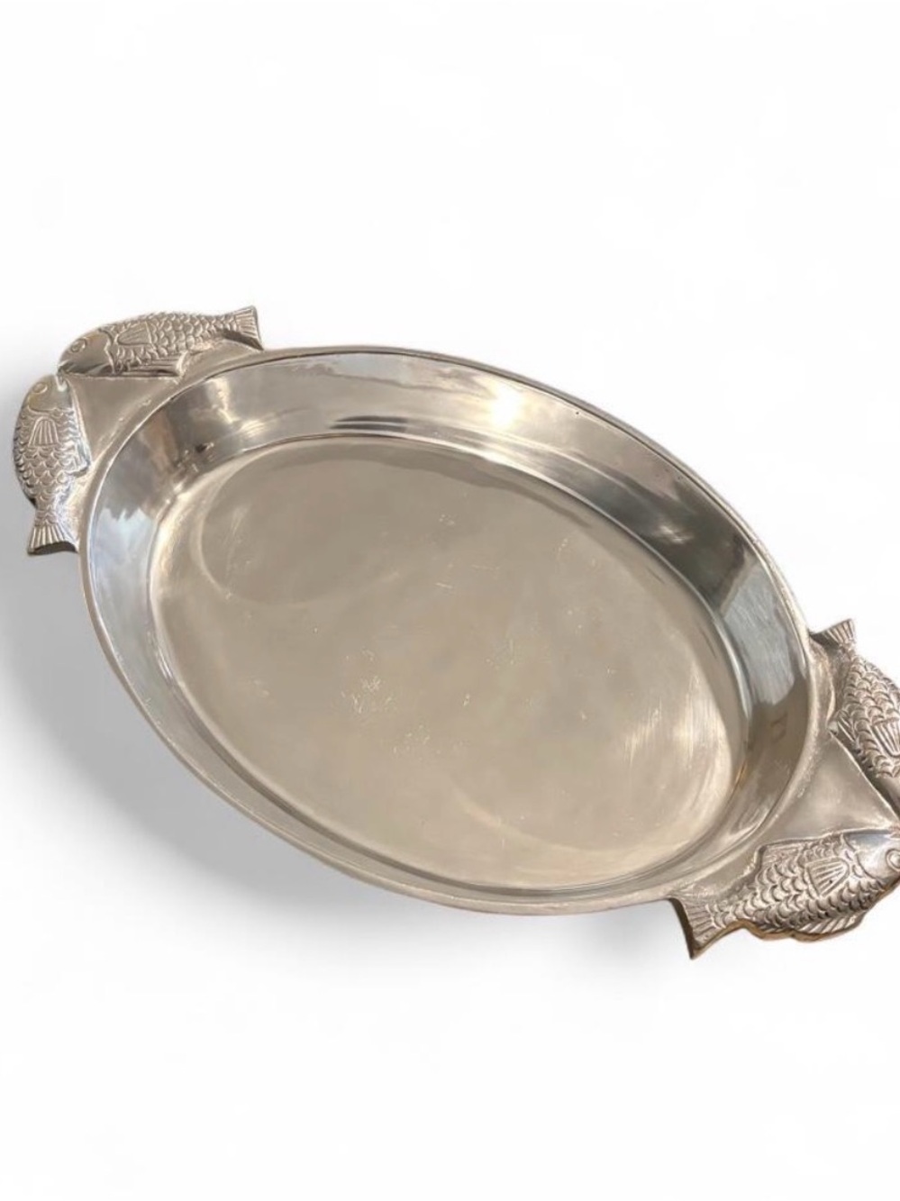 Vintage Silver-Tone Fish Handle Serving Tray - Home Accents